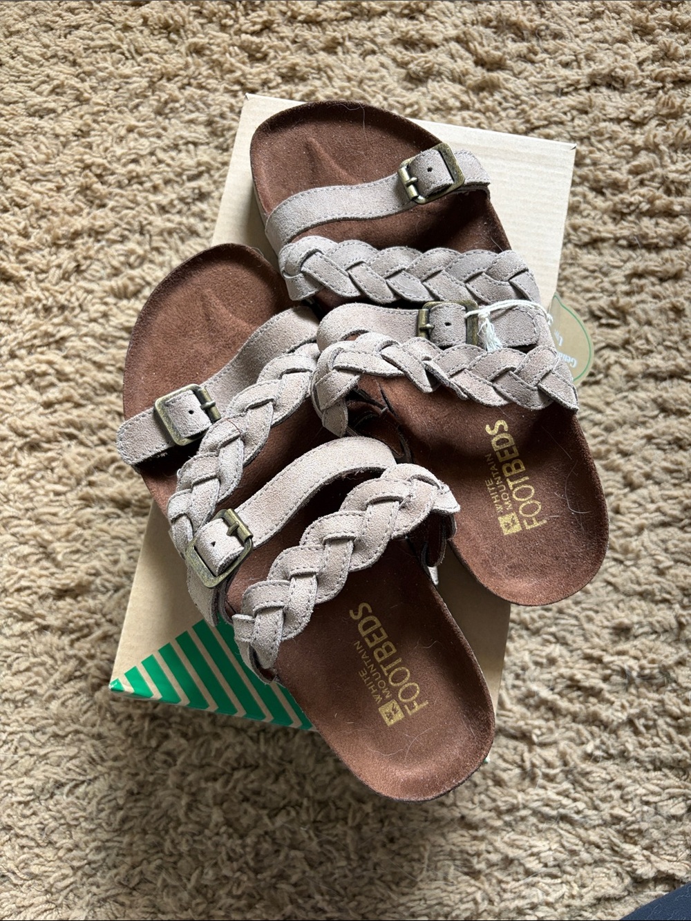White Mountain Braided Strap Sandals in Light Taupe